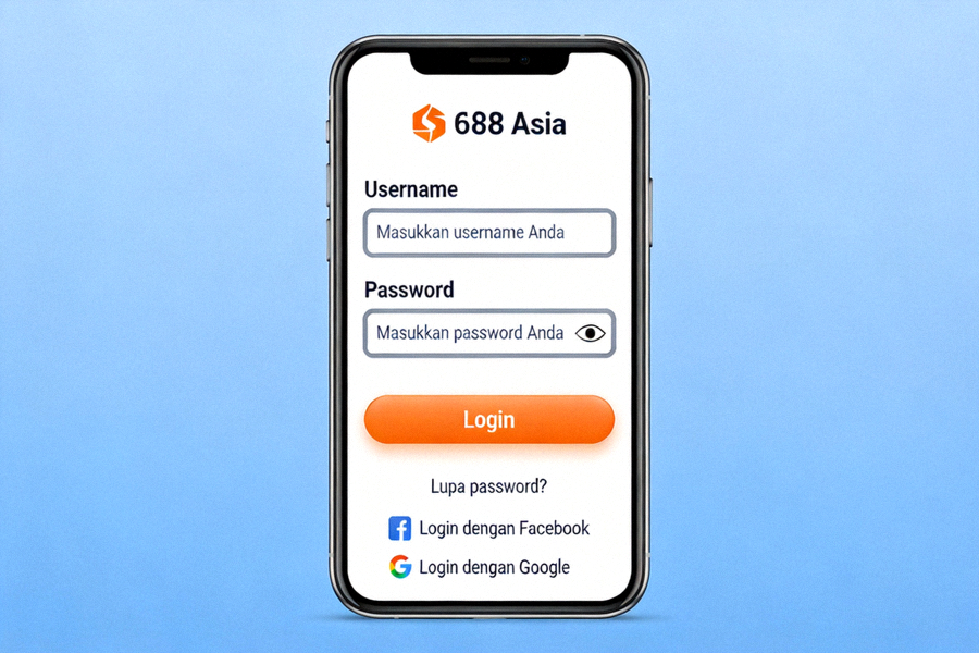 Tampilan halaman login M88 Asia yang dioptimalkan untuk smartphone dengan kolom username dan password
