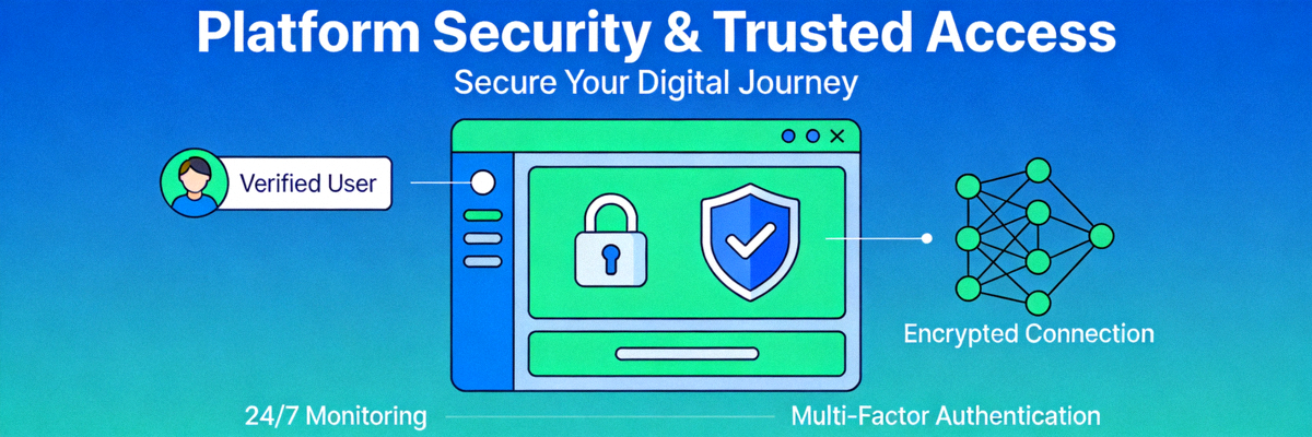 Ilustrasi keamanan dan akses terpercaya ke platform