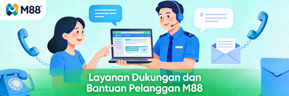 Ilustrasi layanan dukungan dan bantuan pelanggan M88