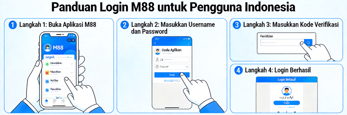 Ilustrasi panduan login M88 untuk pengguna di Indonesia